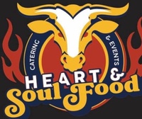 Heart & Soul Food Truck logo, a longhorn skull with flames